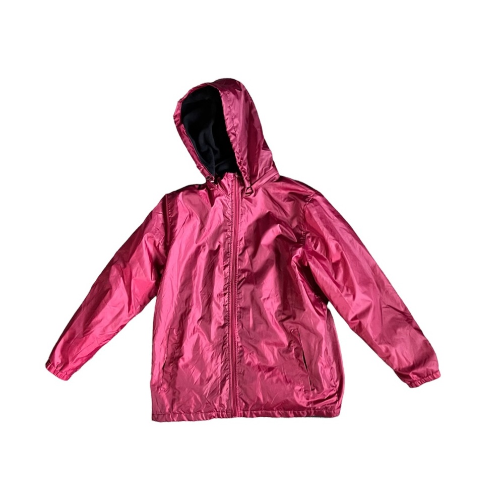 Totes Hooded Water Resistant Rain Full Zip Fleece Lined Windbreaker Jacket EUC M